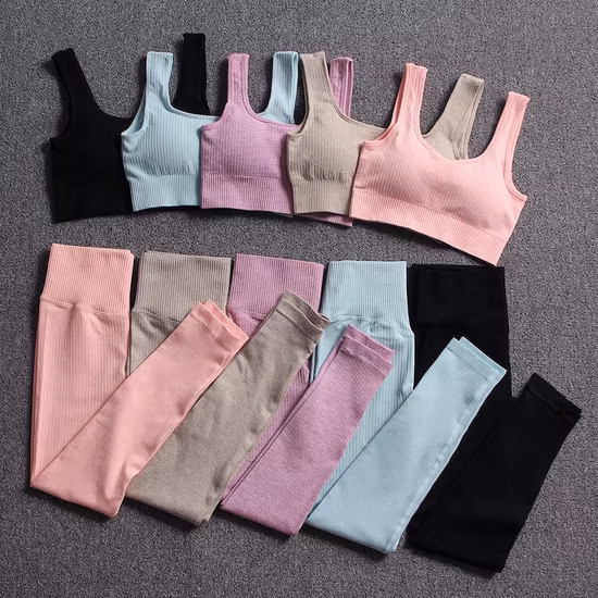 Marca privada vestuário de ginástica moda treino respirável roupas de fitness executando yoga personalizado Dri